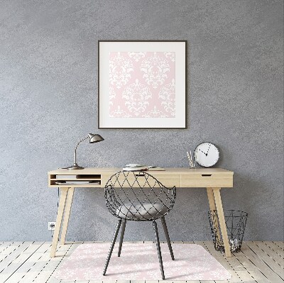 Desk chair mat pink Damask