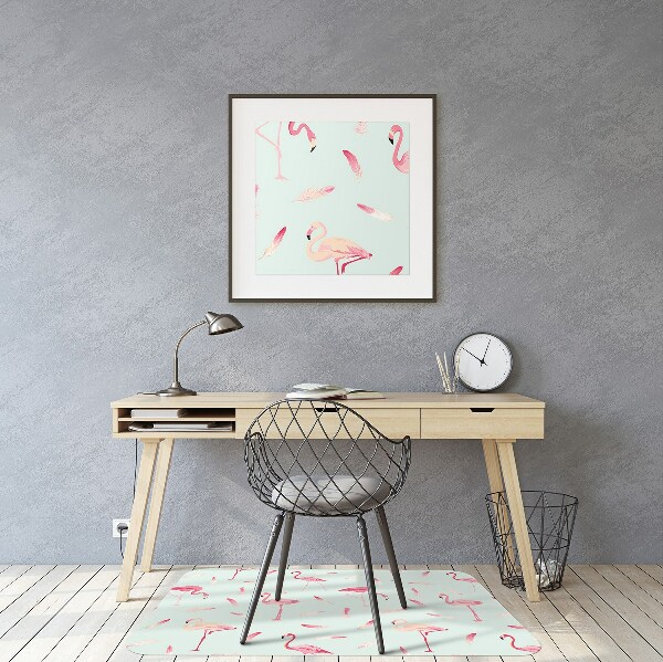 Chair mat floor panels protector Flamingos and pen