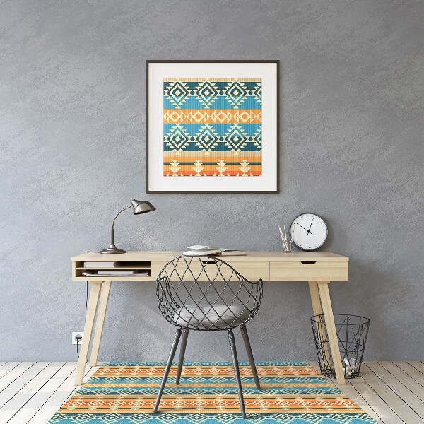 Chair mat floor panels protector Navajo pattern style