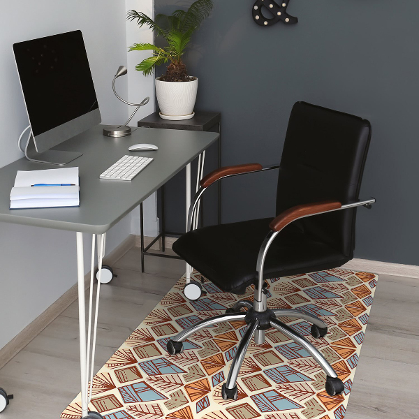 Office chair mat Ethnic brown pattern