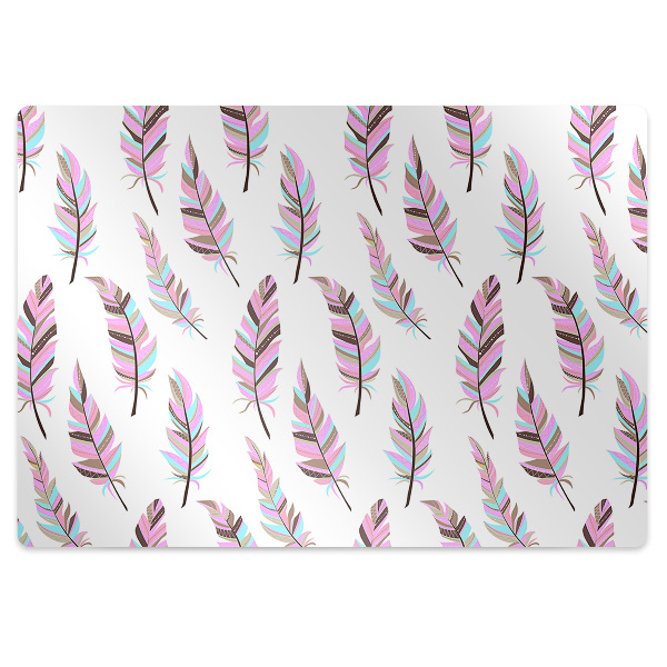 Computer chair mat pink feathers