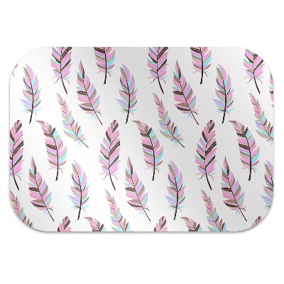 Computer chair mat pink feathers