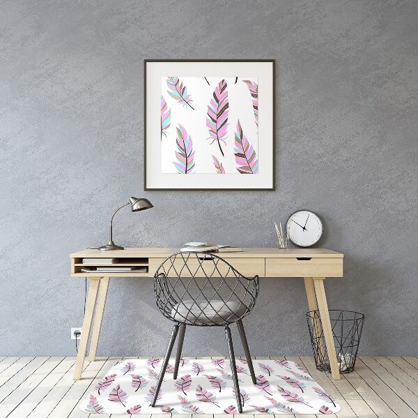 Computer chair mat pink feathers