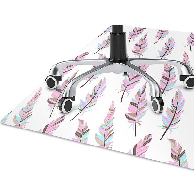 Computer chair mat pink feathers