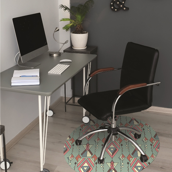 Desk chair mat Aztec pattern