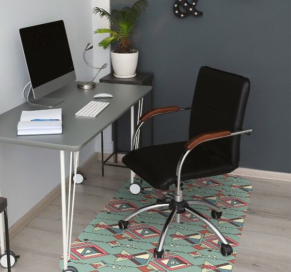 Desk chair mat Aztec pattern