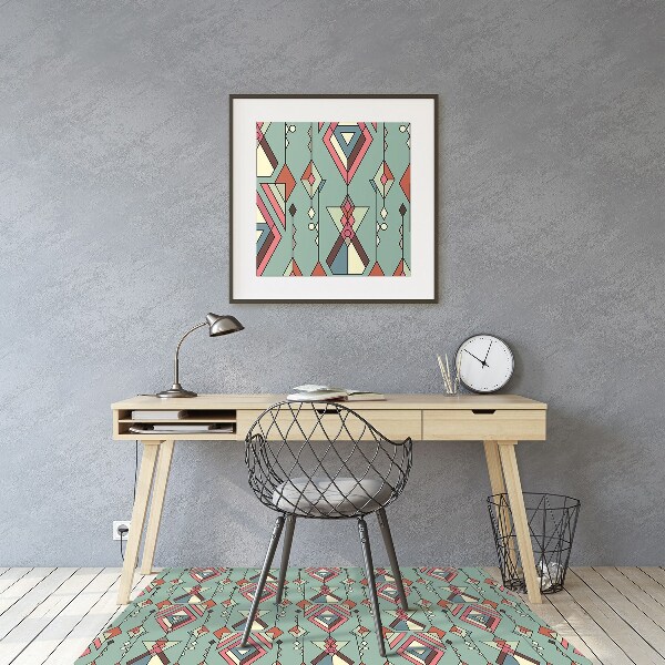 Desk chair mat Aztec pattern