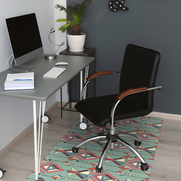 Desk chair mat Aztec pattern