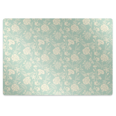 Computer chair mat white flowers