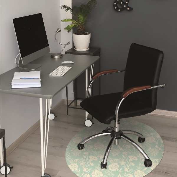 Computer chair mat white flowers