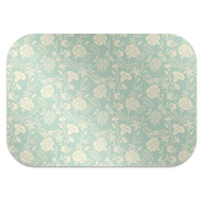 Computer chair mat white flowers