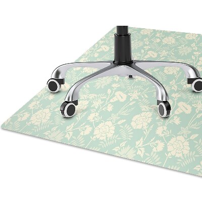 Computer chair mat white flowers