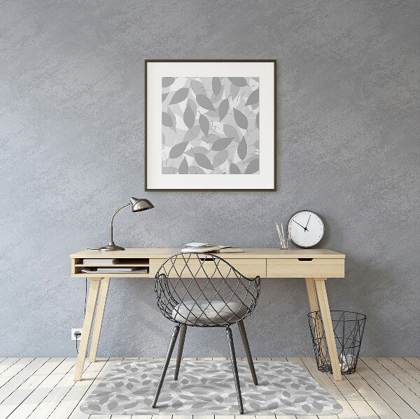 Computer chair mat gray leaves