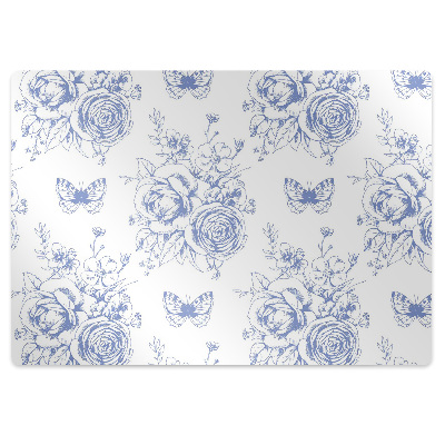 Office chair mat Butterflies and flowers