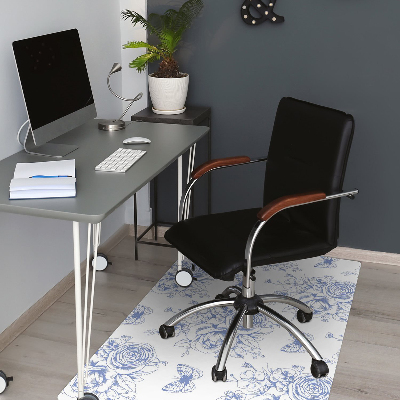 Office chair mat Butterflies and flowers