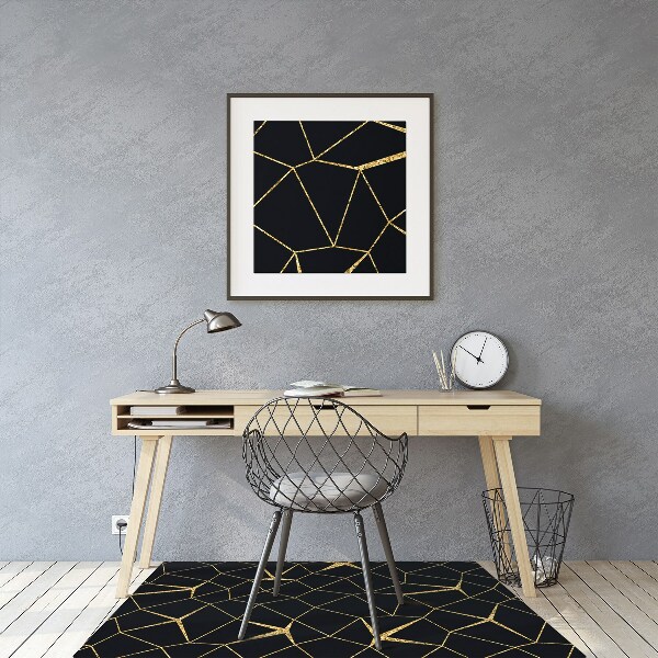 Desk chair floor protector Mosaic gold and black