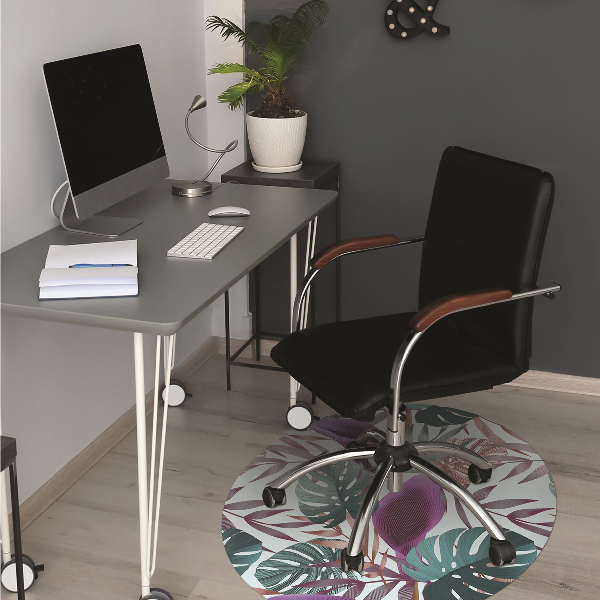 Office chair mat tropical leaves