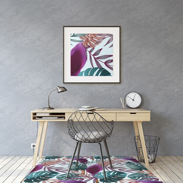 Office chair mat tropical leaves