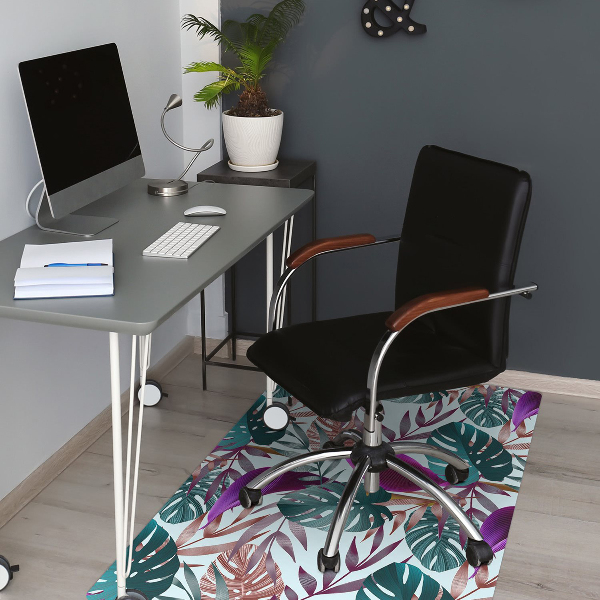 Office chair mat tropical leaves