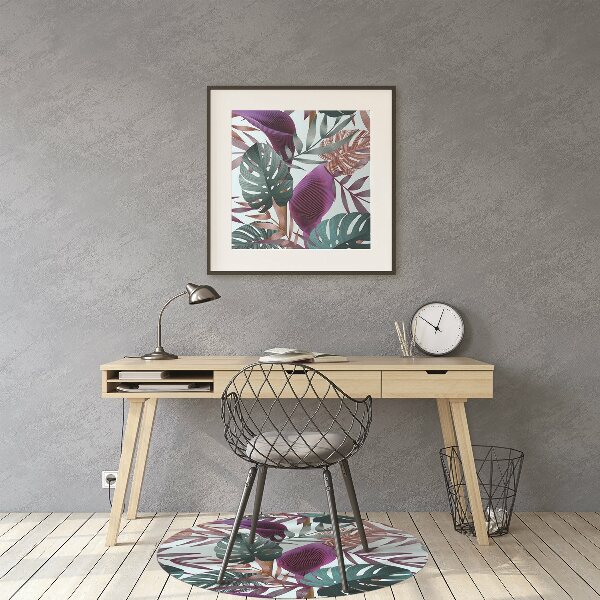 Office chair mat tropical leaves