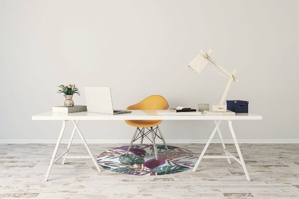 Office chair mat tropical leaves