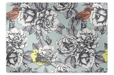 Computer chair mat Roses and birds