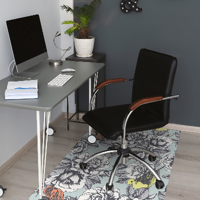 Computer chair mat Roses and birds