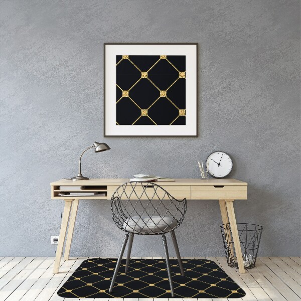 Desk chair mat Gold diamonds