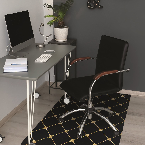 Desk chair mat Gold diamonds