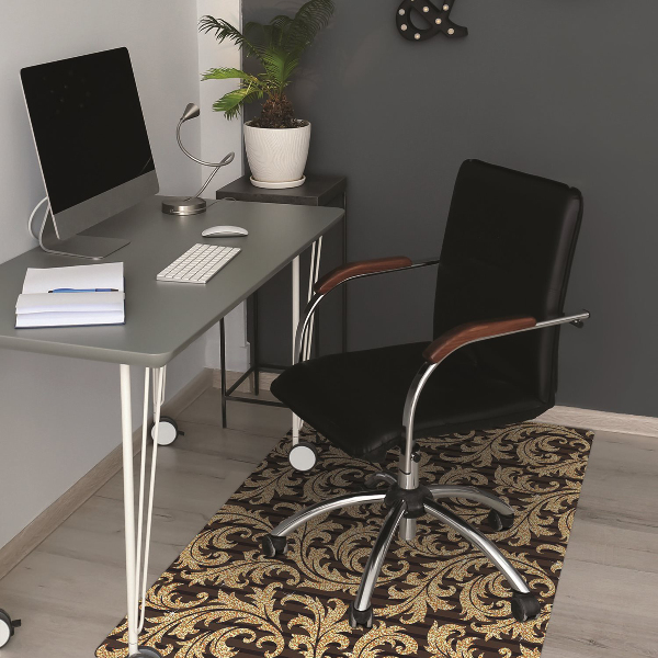 Office chair floor protector leafy pattern