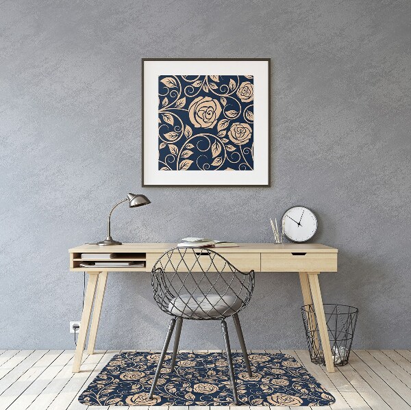Office chair floor protector Vintage golden roses