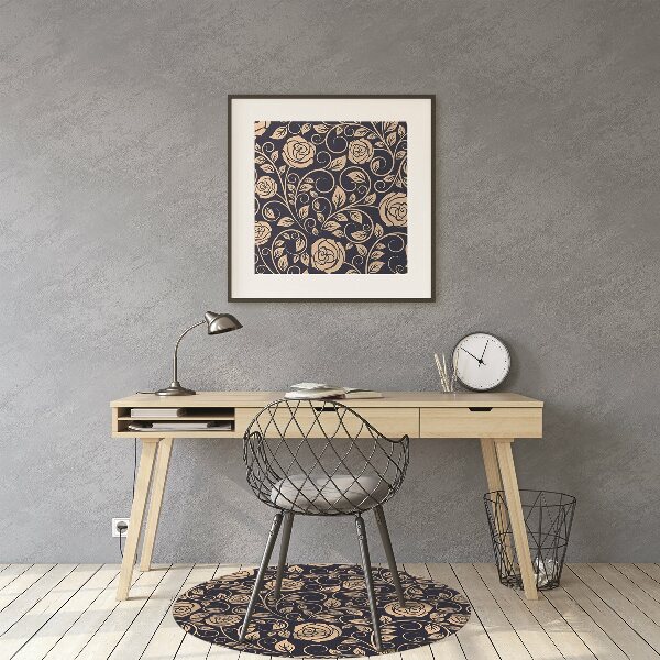 Office chair floor protector Vintage golden roses