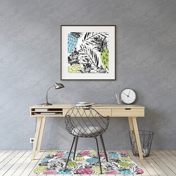 Chair mat floor panels protector colored pineapples
