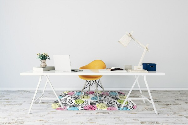 Chair mat floor panels protector colored pineapples
