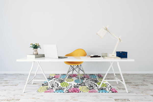 Chair mat floor panels protector colored pineapples