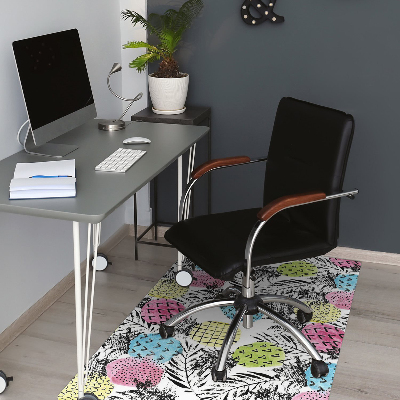 Chair mat floor panels protector colored pineapples