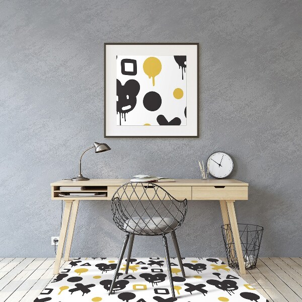 Desk chair floor protector Graffiti black and yellow