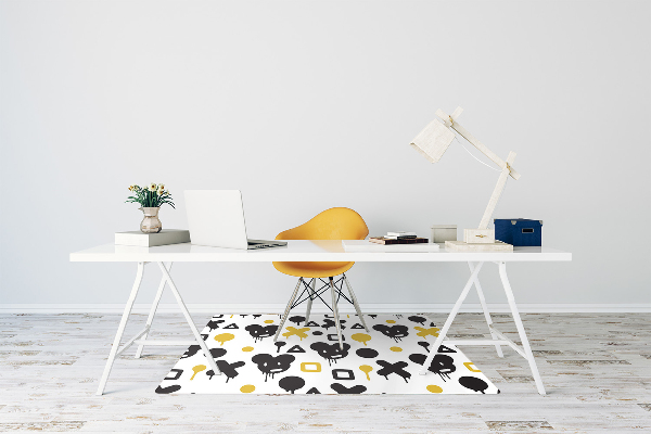 Desk chair floor protector Graffiti black and yellow