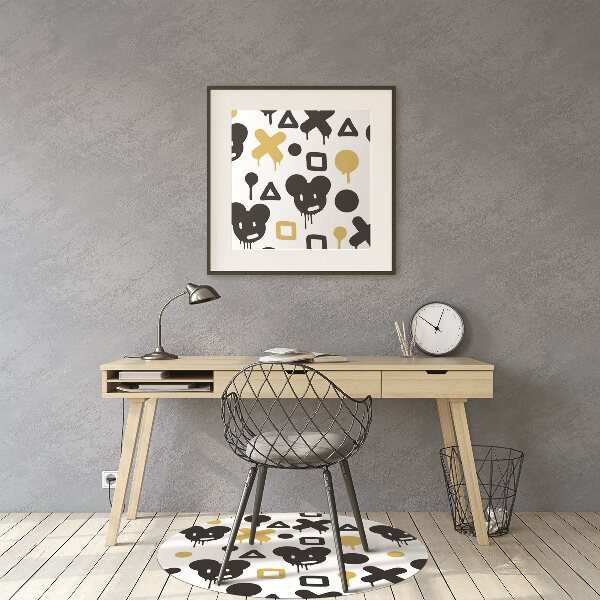 Desk chair floor protector Graffiti black and yellow