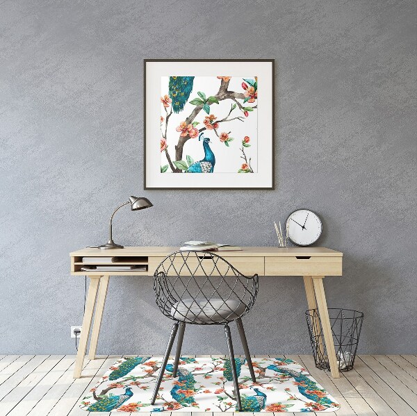 Computer chair mat colorful peacock