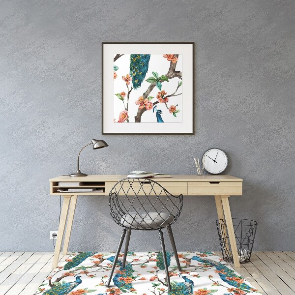 Computer chair mat colorful peacock