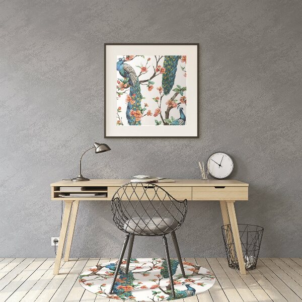 Computer chair mat colorful peacock