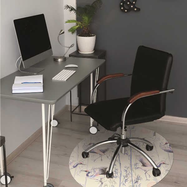 Desk chair mat dancing cranes