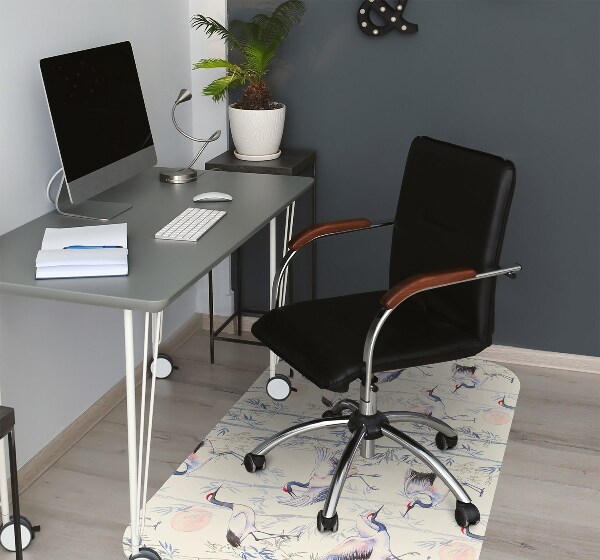 Desk chair mat dancing cranes