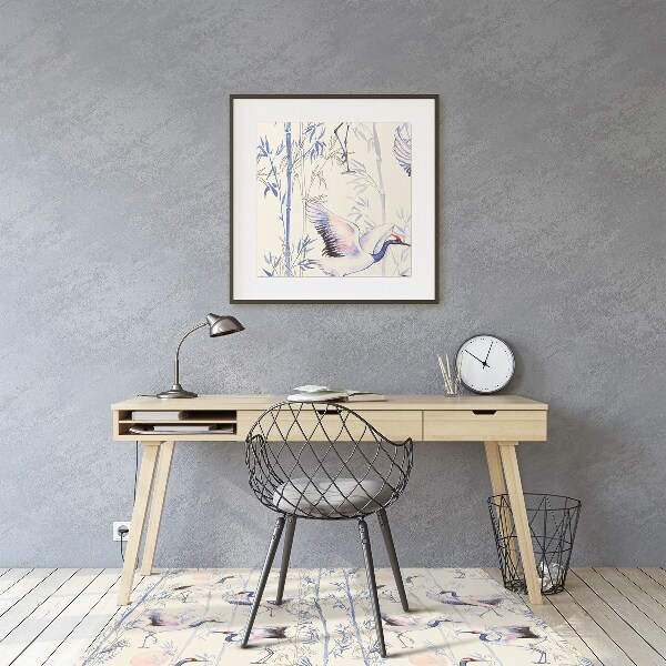Desk chair mat dancing cranes