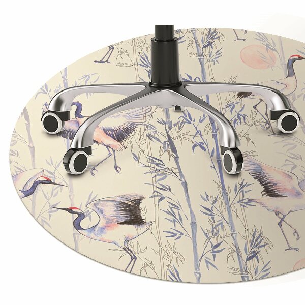 Desk chair mat dancing cranes