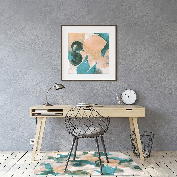 Office chair floor protector birds painted