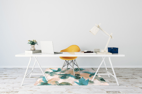 Office chair floor protector birds painted