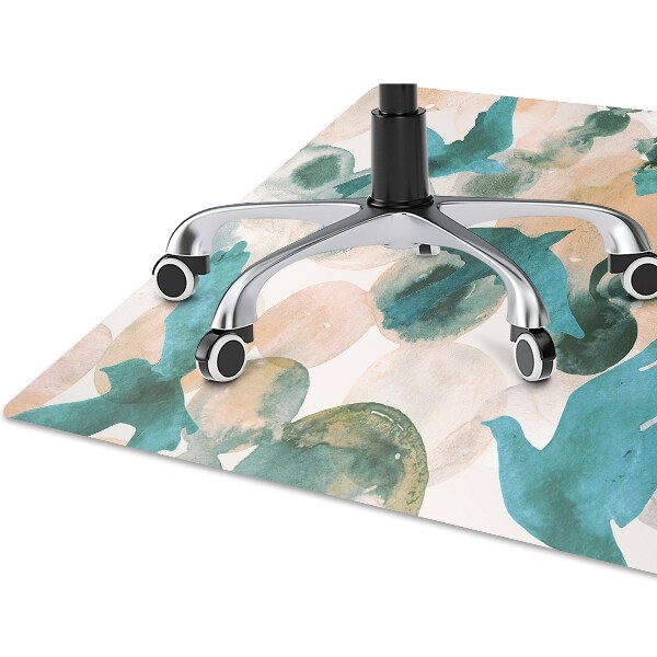 Office chair floor protector birds painted