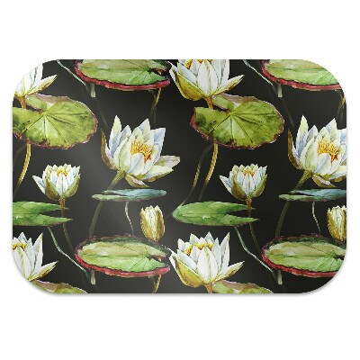 Desk chair mat lotus flowers